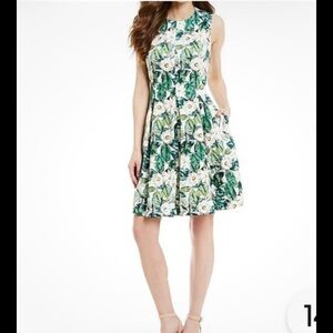 ANTONIO MELANI INGRID DRESS A-LINE FLORAL APPLIQUE CANOPY GREEN/IVORY Sz 4